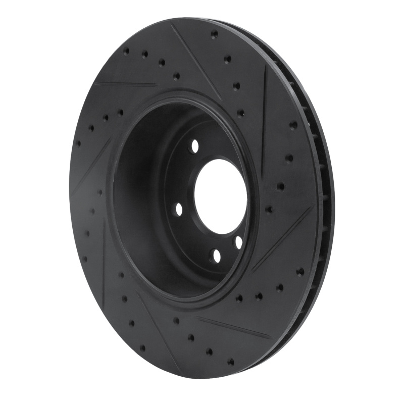 BMW 535I Brake Rotor (1) - Rear Left - R1 Concepts - Drilled & Slotted - Black - `04-`10